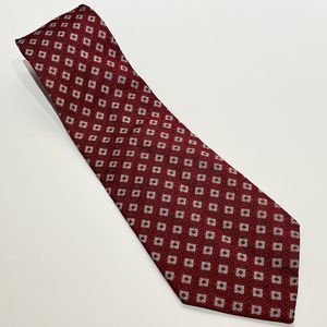 Hickey Freeman Men’s Dark Red Multicolor 100% Silk Tie Necktie Brick Pattern USA